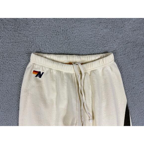 Aviator Nation Sweatpants Women’s Small Ivory Black Thunderbolt Lounge Jogger - Picture 4 of 12